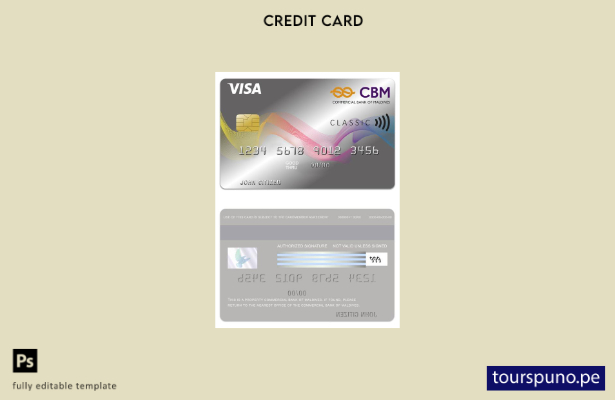 listo para imprimir Plantilla de tarjeta de crédito Visa del Banco Comercial de 